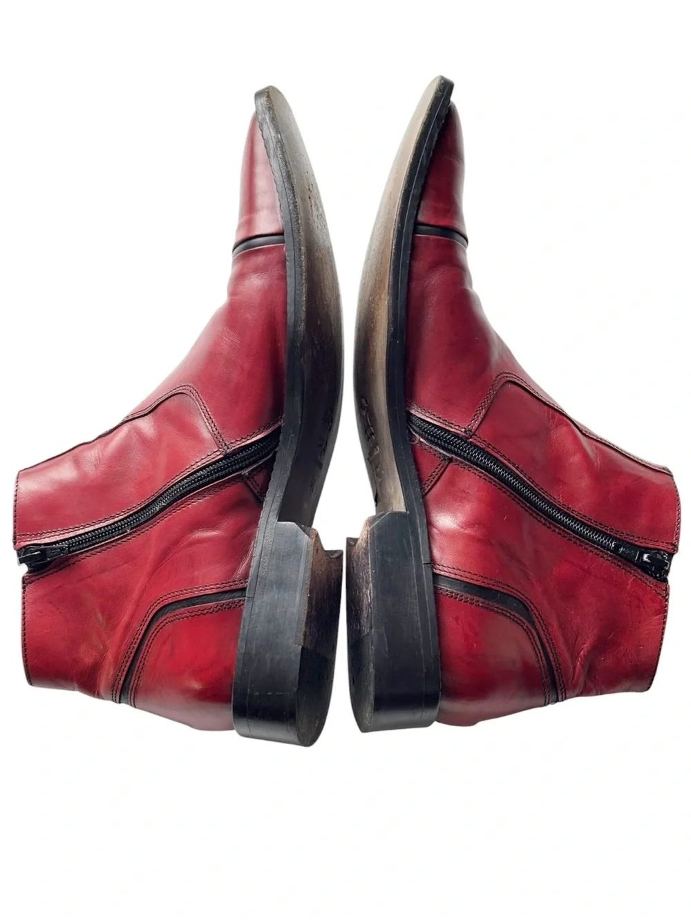 TEMY Vintage Italian Men’s Leather Burgundy/Red Ankle Boot with side zip | EU 42